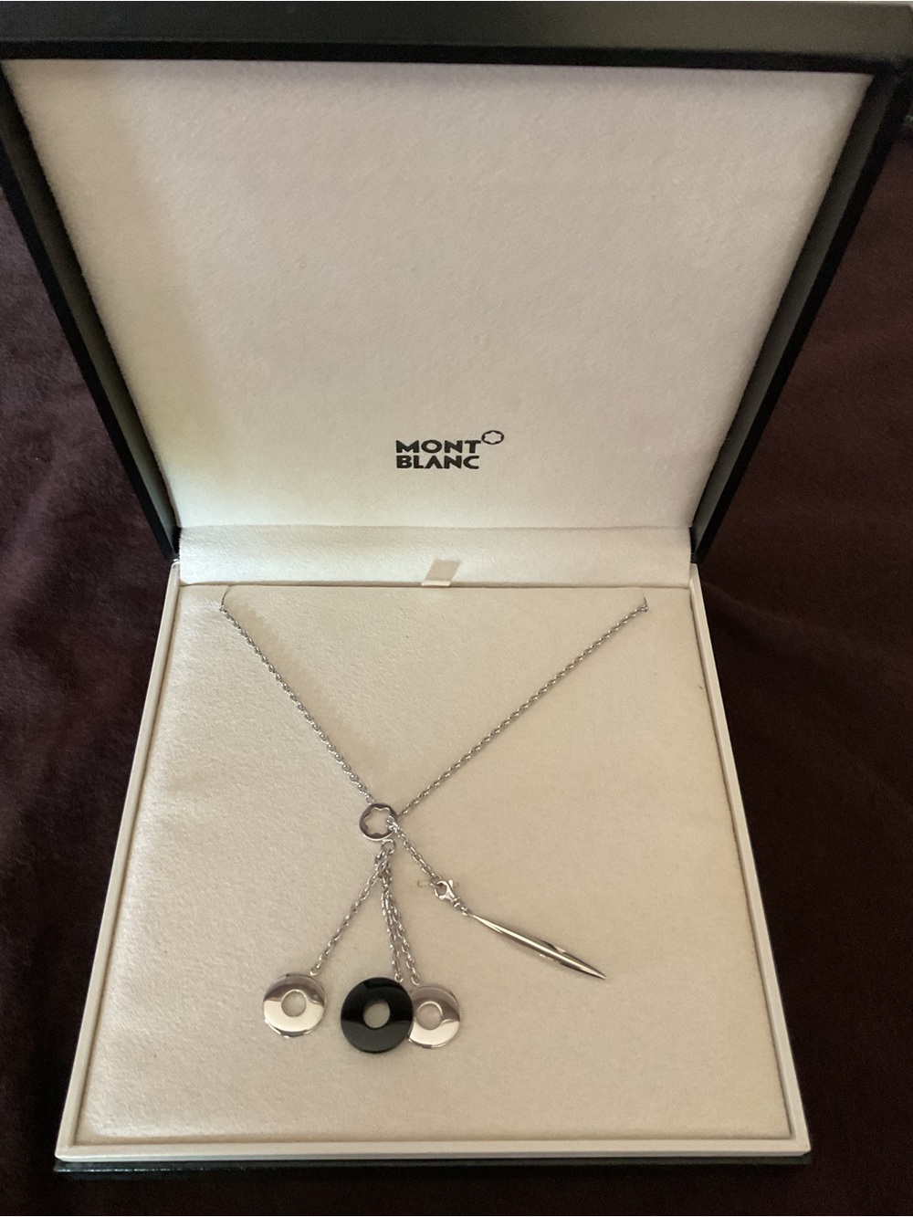 Montblanc Silver Necklace with Black Accent Discs